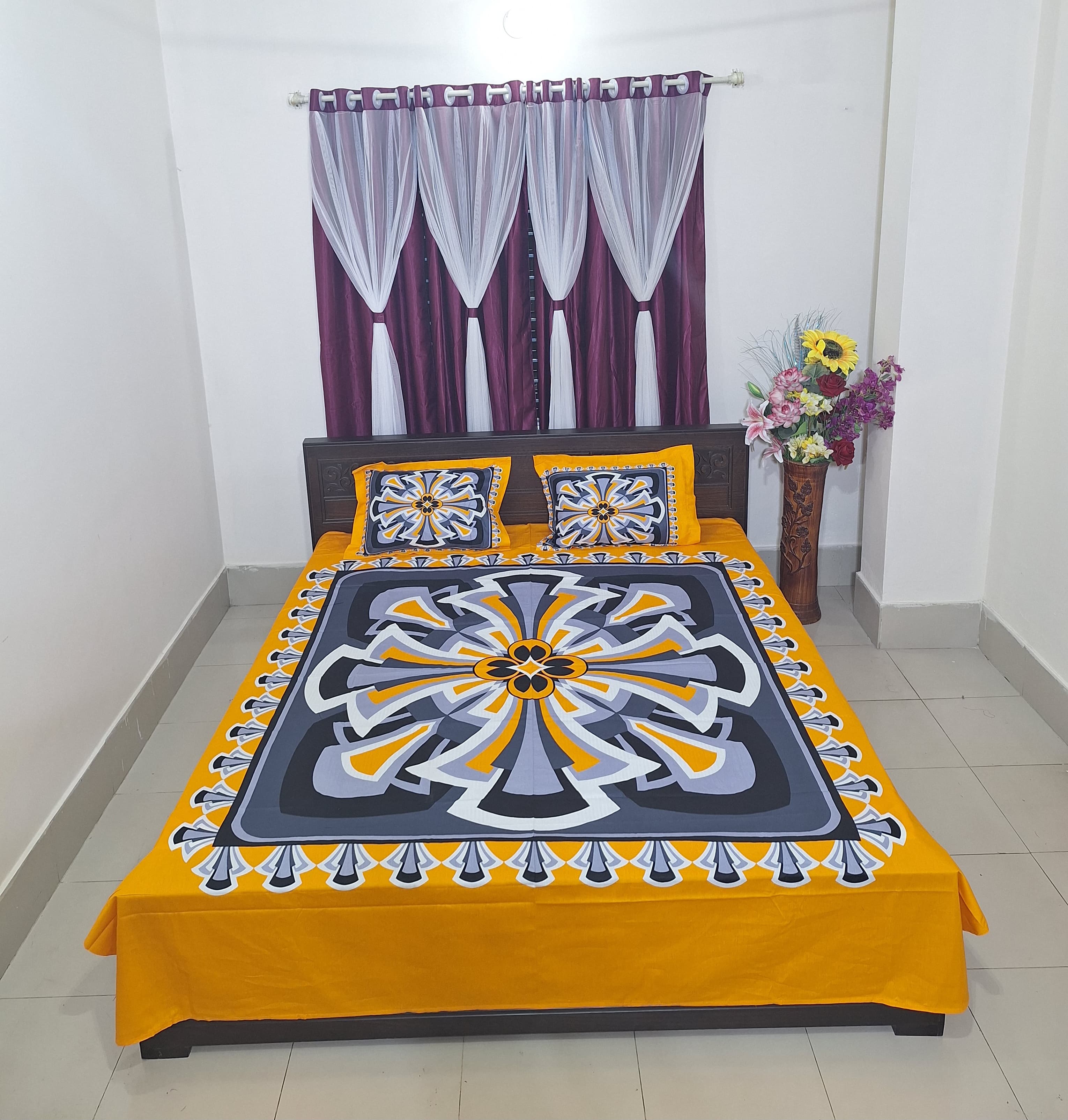 HD Printed Premium Panel Bedsheet